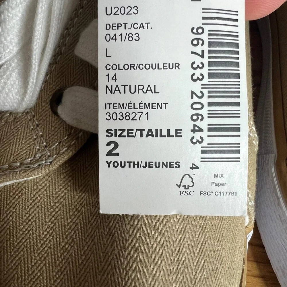 The Children's Place Sneakers Kids Size 2 Natural Tan Low Top Lace Up NEW